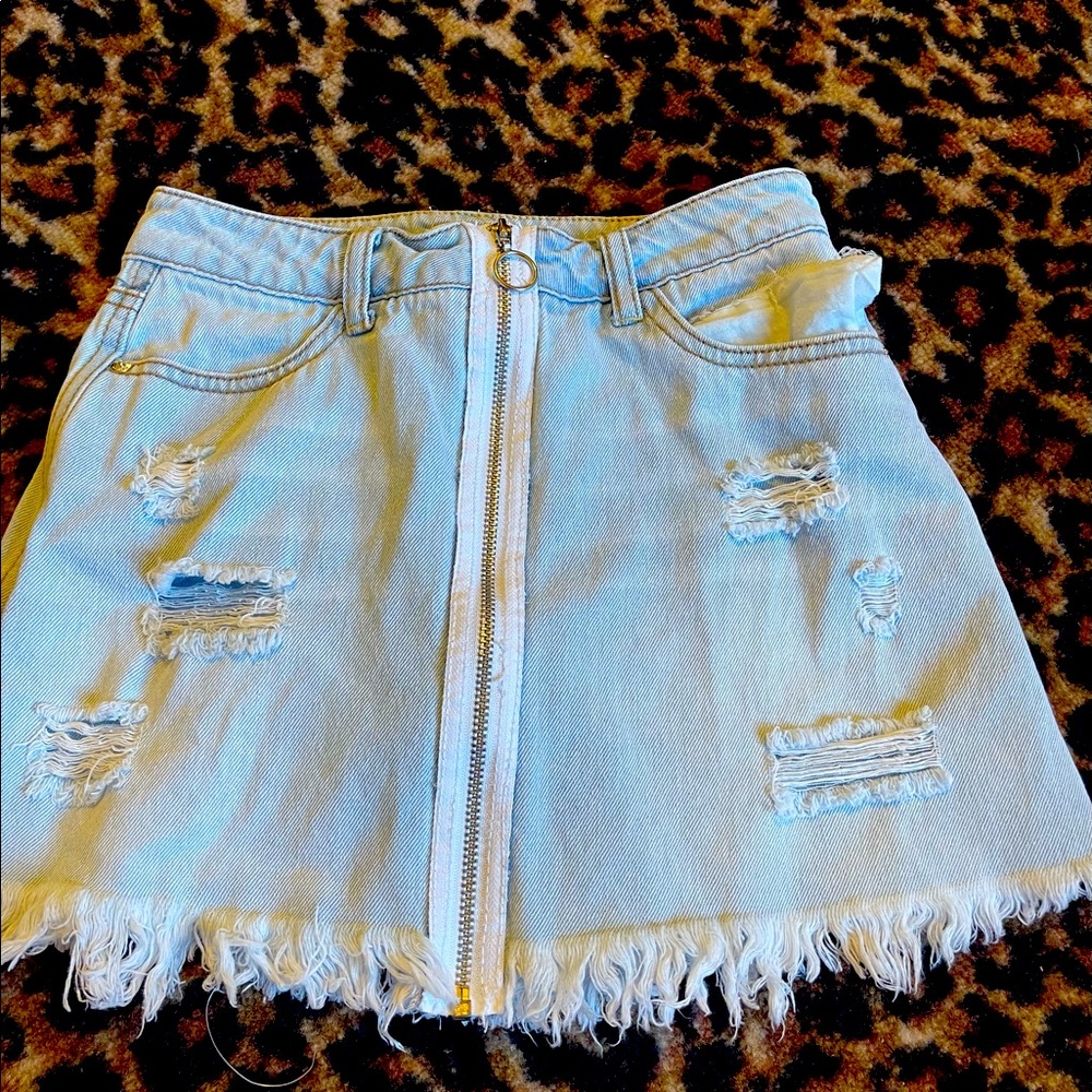 Zip up jean skirt